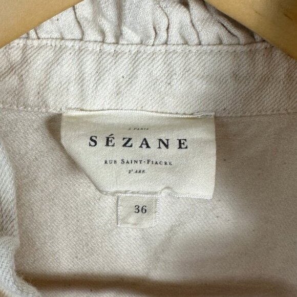 Sezane Eva Shirt Mottled Ecru Size 36 French / US 4 Ruffle Button Top Blouse - Picture 5 of 16